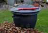 Product image 3 of the product “Bucket with 2 handle and cap (2 parts). Made from recycled tyres. Dia. 38cm Height 38cm. ”